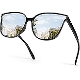 SIPHEW Polarized Mirrored Sunglasses for Women - Oversized Cat Eye Frame w UV Protection Womens Sun Glasses