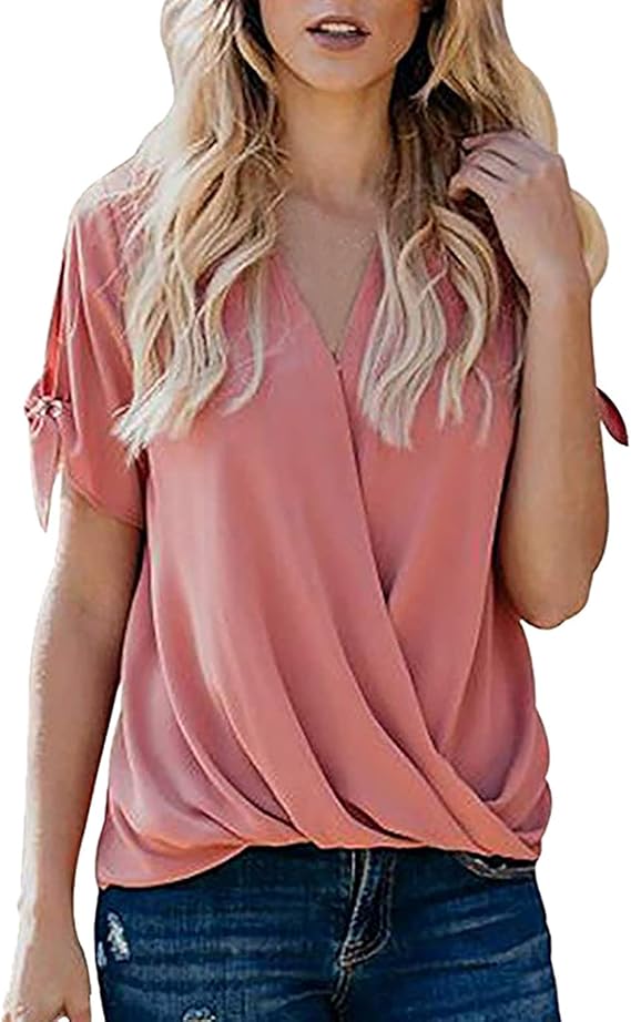 v neck solid color short sleeve pocket romper