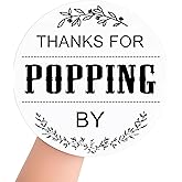 120PCS Ready to Pop Stickers, Baby Shower Favour Stickers, Thanks for Popping by Seals, Baby Shower Labels,1.6 Inch Diameter Round Design (Classic Print)