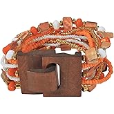 Coiris Boho Bangle Bracelets for Women Wooden Beaded Bracelets Chunky Bohemian Beach Bracelets Jewelry for Women