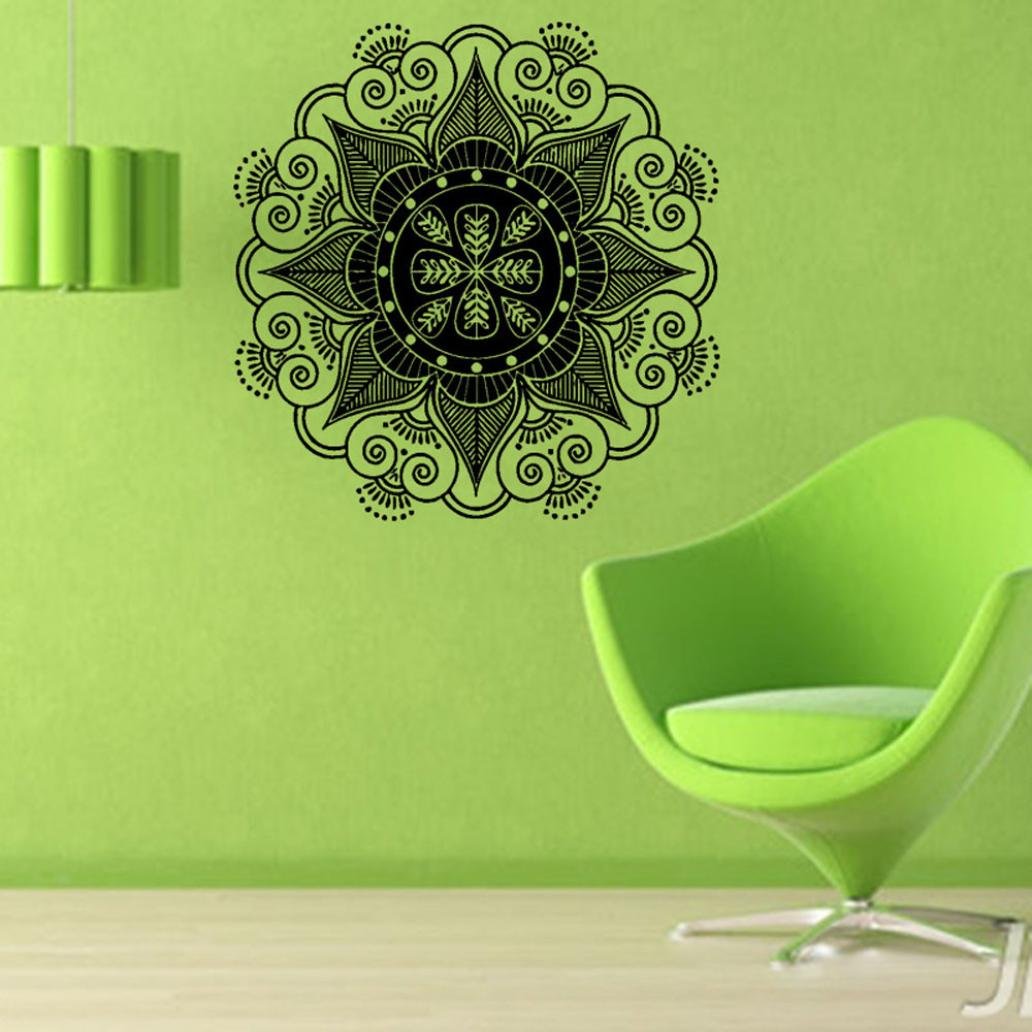 Shows ブラック Picture B073p45wrj The クリアランスzomusa曼荼羅フラワーindianビニール壁デカールアートステッカー壁画 As ベビールームウォールステッカー 人気商品