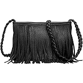 Sibalasi Stylish Fringe Crossbody Bag Bohemian Sling Bag Brown Lightweight Purse Hippie Small Shoulder bagTassel Leather