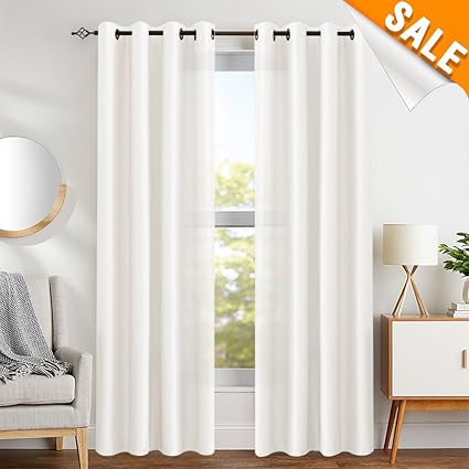 Lazzzy Drapery Faux Silk Curtains White 95 Inches Long For Bedroom