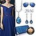 QIANSE Angle Tear Blue Pendant Necklace Dangle Earrings Swarovski Crystals Fashion Jewelry Set for Women, Christmas Gifts Birthday Gifts for Women Girlfriend Wife Mom Daughter Sister