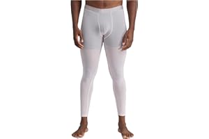 Miutii Mens Bulge Pouch Compression Pants Athletic Johns Legging Tights Thermal Baselayer Trousers