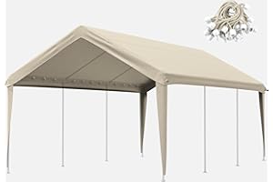SNUBBULL Carport Canopy Replacement Cover 12x20 Heavy Duty Outdoor Portable Car Canopy Oxford Waterproof UV & Tear Resistant Garage Canopy with Ball Bungees (Frame is Not Included)