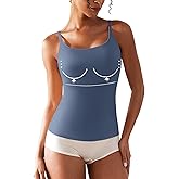 V FOR CITY Women's Tank Top with Built in Bra Adjustable Strap Camisole Top Summer Sleevless Cami Shirt