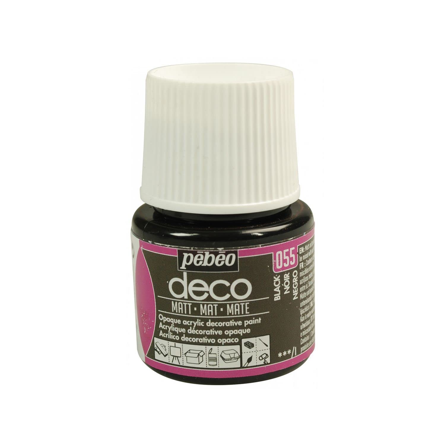 Pebeo Deco Acrylic Matt Paint 45-Milliliter Bottle, Black