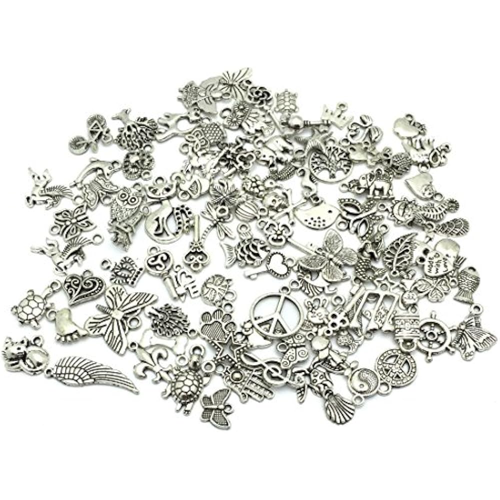 Wholesale Bulk Lots Jewelry Making Silver Charms Mixed Smooth Tibetan