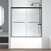 ENSO SENKA 60" W x 58" H Semi-Frameless Bypass Sliding Bathtub Shower Door, Easy-to-Clean Treated Clear Tempered Glass, Matte