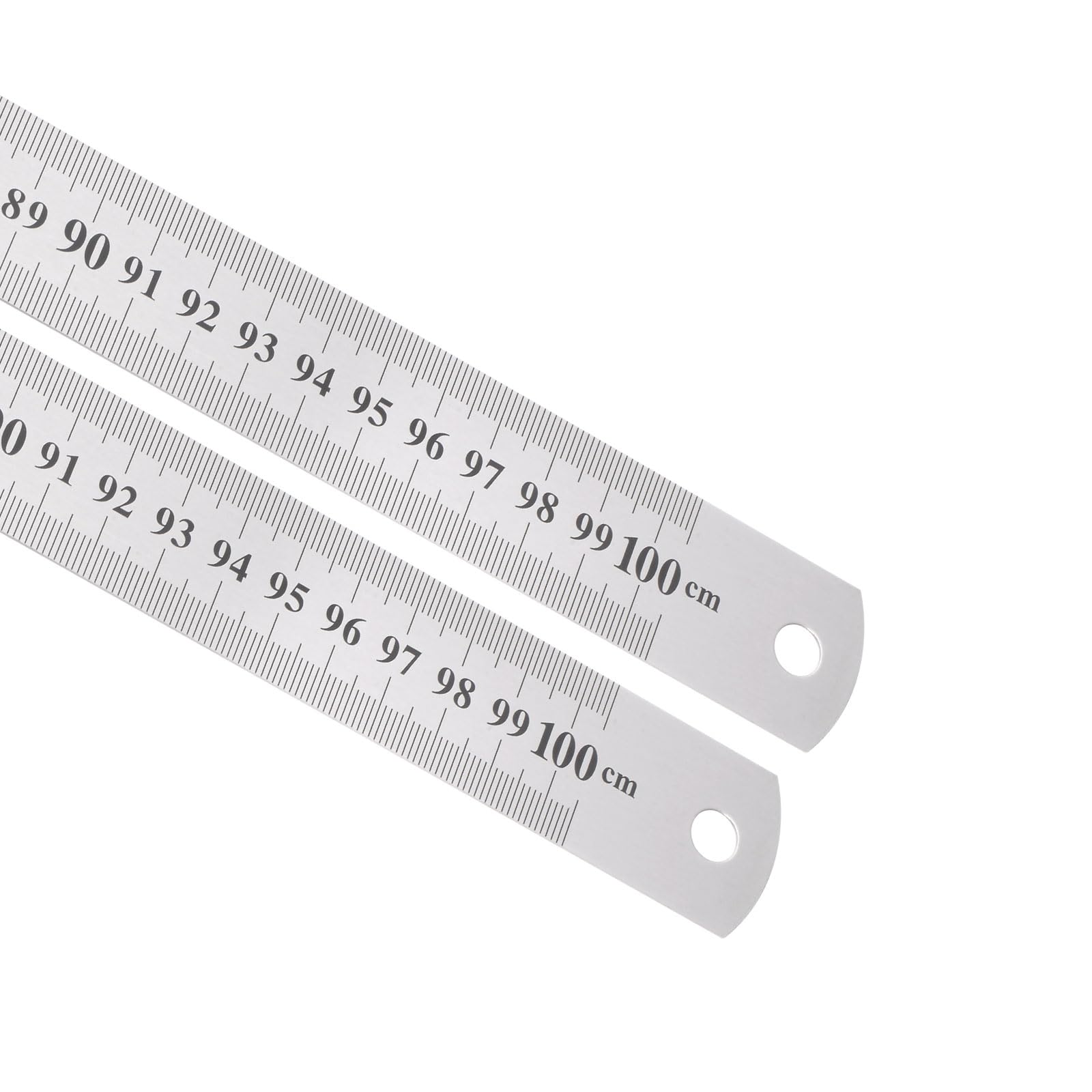 Kozelo 2pcs Stainless Steel Ruler - [1m/40 Inch x 1.1 Inch] Double Reading Straight Edge Metal Measuring Tools for Architectural Design Use