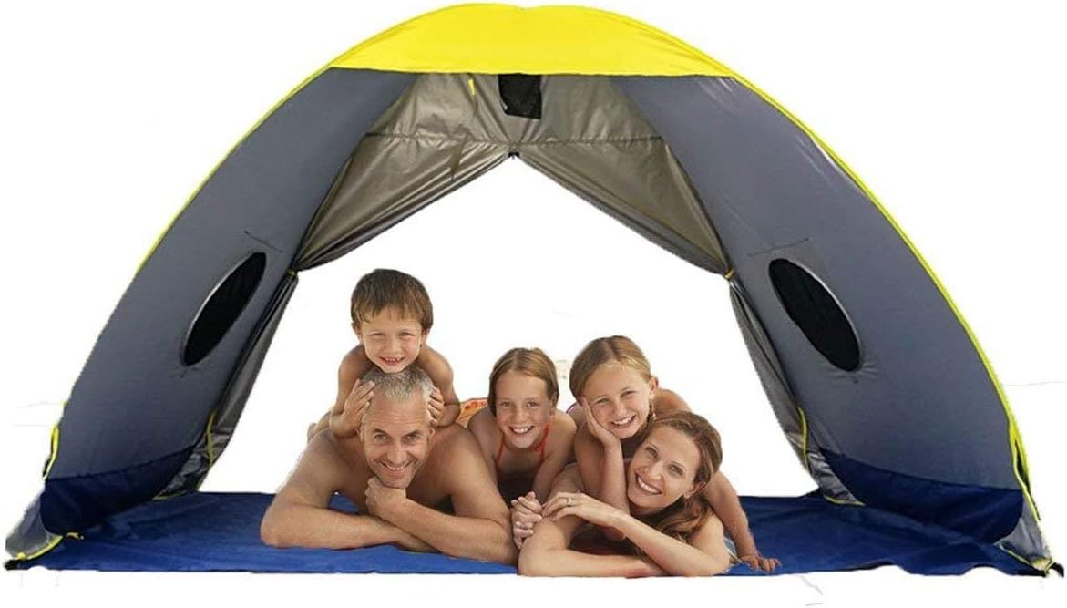 RIJER Larger Instant Sun Shade Tent, for 4-5 People POP UP Family UV Playbeach Tent Cabana Anti UV Portable Automatic Sun Shelter for Camping Fishing Hiking Easy Set Up