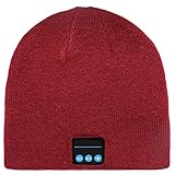 Deego HD Stereo Premium Sports Bluetooth Hat Wireless Smart Beanie Headset Musical Knit Hands-Free Headphone Speaker Hat Speaker phone Cap Microphone + Touch Screen Gloves (Red Cap*1+Black Gloves*1)