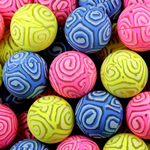 Hi Bouncing Balls 49 mm Colorful Assorted Mixed Superball Neon Colors High in bulk for vending machines Great for Kids Novelty Prizes Gifts in Bulk Rubber Large Bouncy Balls (Glowing Stripe Mix 1.93")