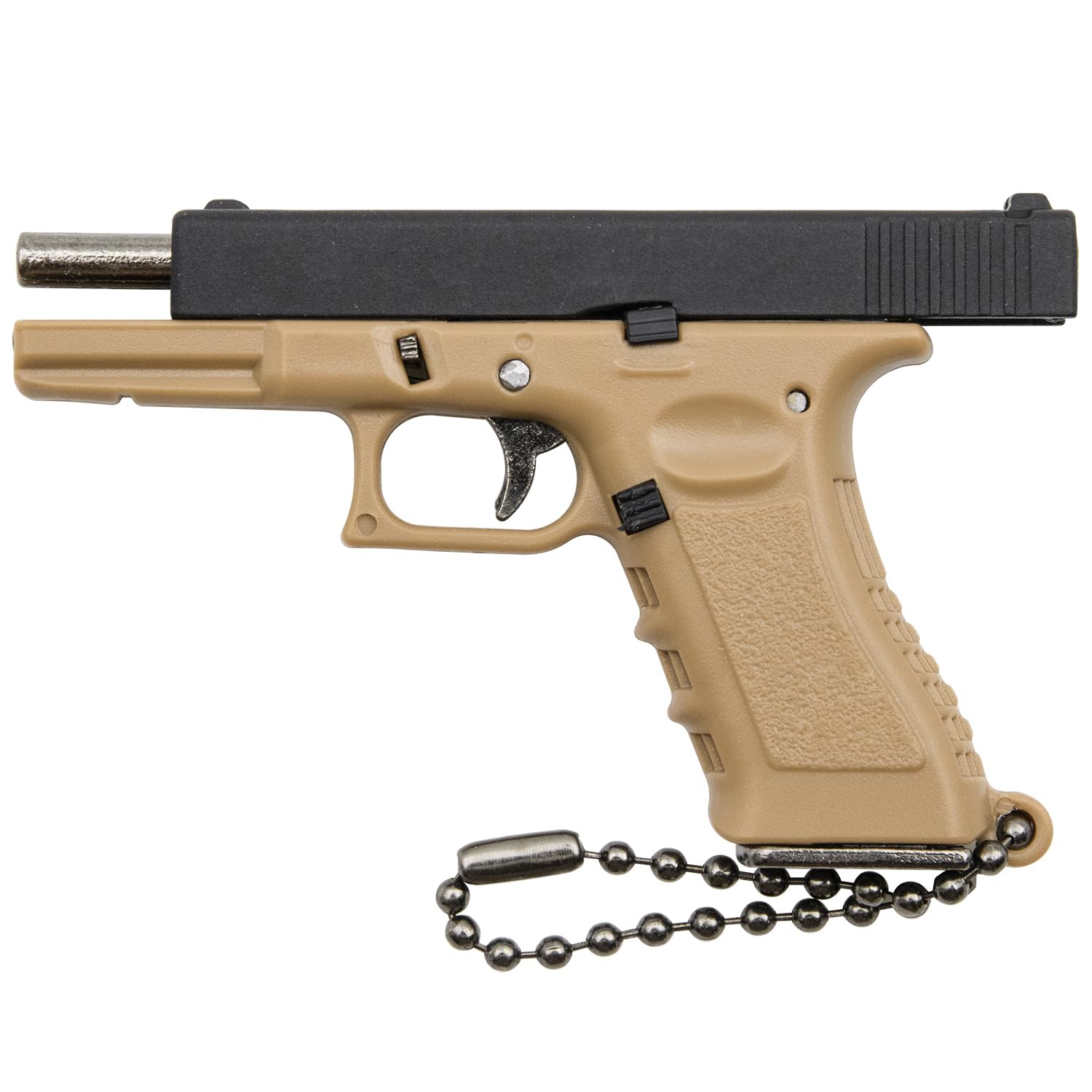 Zhongren G-17 Tactical Mini Keychain Metal Key Chain with Moving Parts Model Collection Pendant Bag Charm for Men Army Fan Boy Friend Gift (Tan)