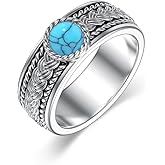 BETHZA Turquoise Round Stone Ring for Women 925 Sterling Silver Celtic Knot Statement Ring Vintage Western Jewelry for Woman Girl Mom Wife Birthday Anniversary