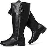Luoika Women's Extra Wide Calf Knee High Boots, Wide Width Plus Size Boots Low Heel Side Zipper Tall Boots