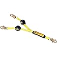 3M Capital Safety 1241480 Shock Absorbing Lanyard with 100 Percent Tie-Off Retractable Web and Snap Hooks at Each End, 6-Feet, Navy/Yellow