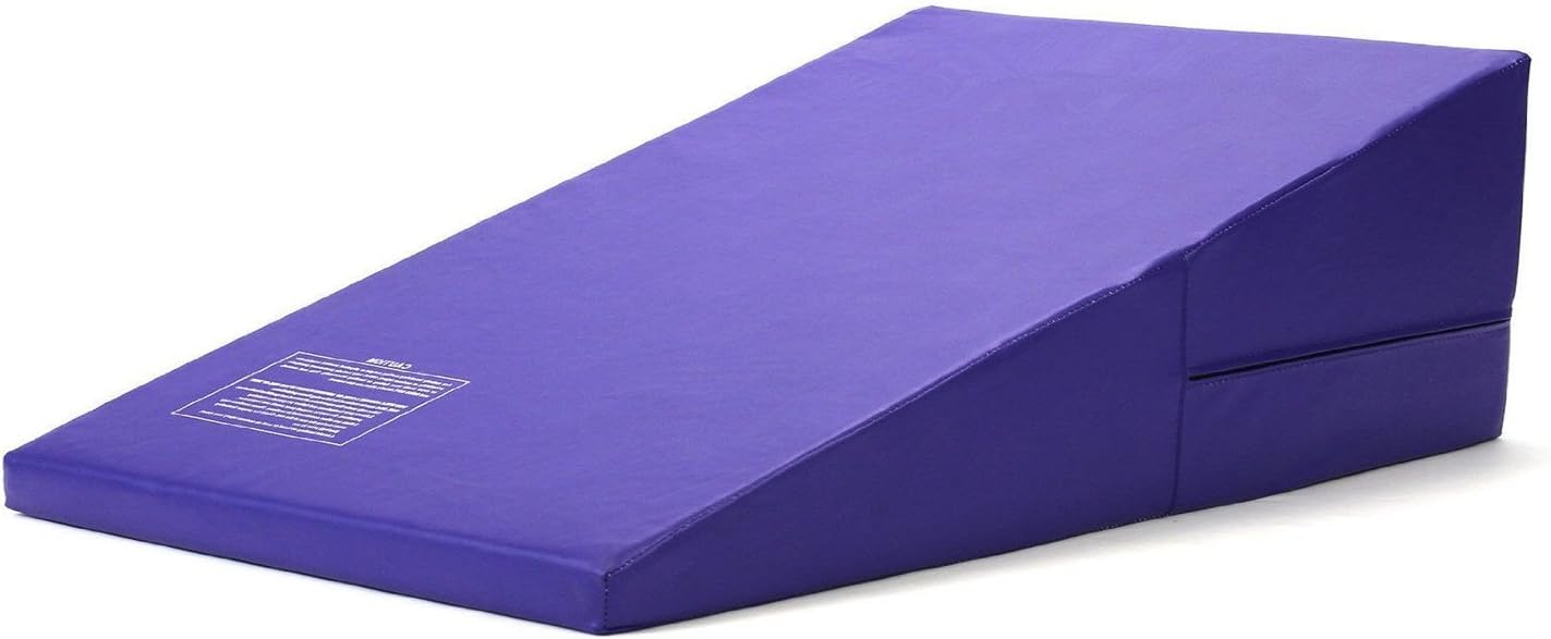 Greatgymats Large Folding and Non-Folding Incline Gymnastics Mat Cheese Wedge Skill Shape Tumbling Gym Mats or Octagonal Mat for Kids Play Exercise (Purple, 48"(L) X24(W) X14(H)-Folding)