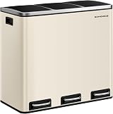 SONGMICS 3 x 18 L Kitchen Bin 3 Compartment Steel Sand Beige LTB054A02