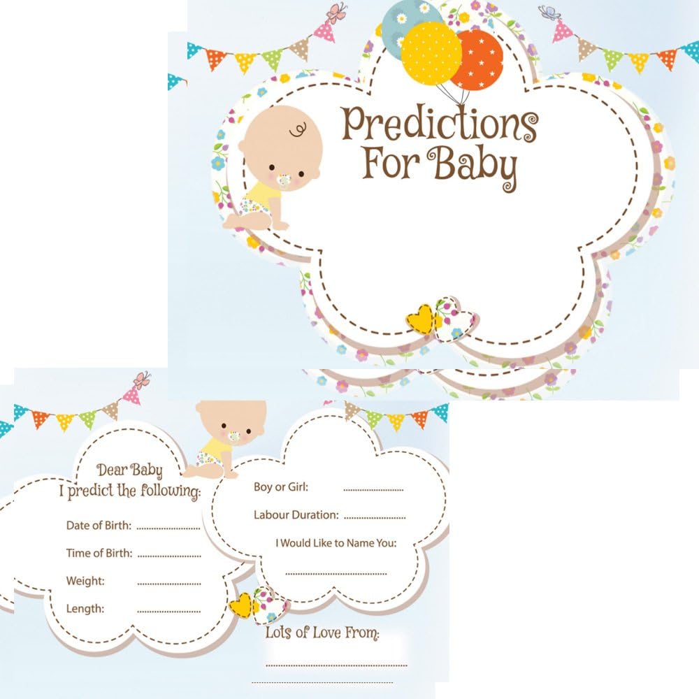 Rustic Robin RR DesignsBaby Shower Prediction Cards 16 Guests Baby Design Game Activities