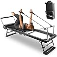 ONETWOFIT Pilates Reformer, Foldable Pilates Machine & Equipment for Home Gym Workout Suitable for Advanced and Beginners Max 440LBS Gray