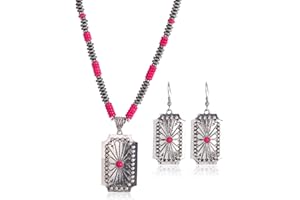 Montana West Wrangler Western Jewelry Set for Women Cowgirl Retro Concho Pendant Necklace Earring