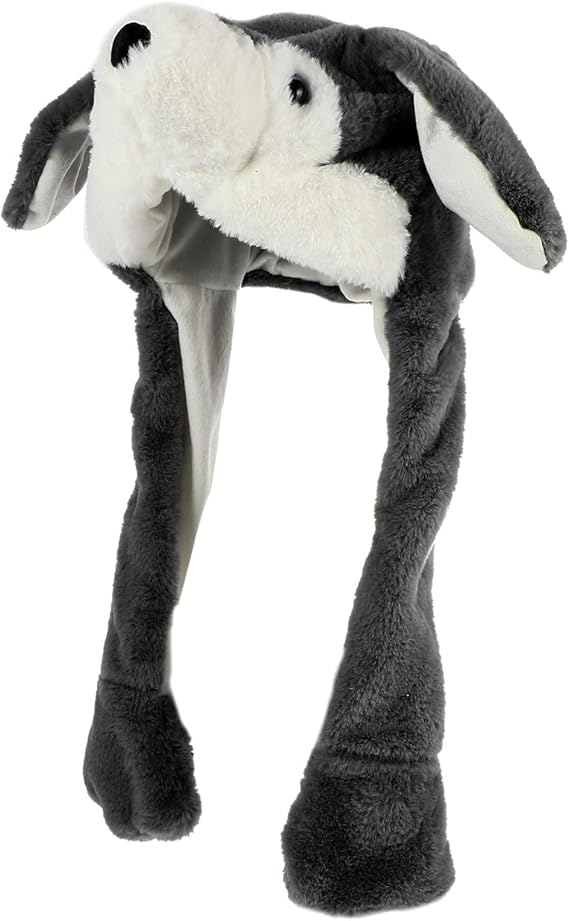 ABOOFAN Ear Move Up Hat with LED Light Plush Dog Hat Animal Cap Glowing