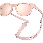 COCOSAND Baby Sunglasses with Strap UV Protection Flexible Square Frame for 0-12 Months Newborn Infant Boys Girls