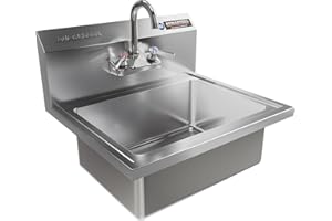 DuraSteel Commercial Hand Wash Sink - NSF Commercial Hand Sink Faucet Included 18x13 Basin - Restaurant Wall Mount Stainless Steel Kitchen Handwashing Sinks Station - Mounted Handwash Sinks, Washing