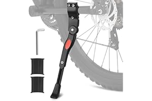 FEVBCNRJ Adjustable Bike Kickstand Compatible with Nishiki, Bicycle Side Kickstand, Aluminum Alloy Bike Kick Stand, Easy to Install, for 22 24 26 Inch Mountain Bikes, MTB and Road Bikes Accessories, Black