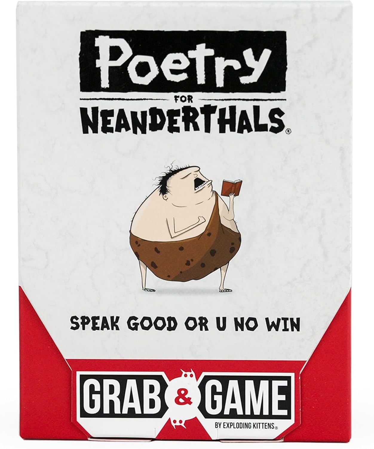 Exploding Kittens - Poetry For Neanderthals Grab & Game - Laugh-Out-Loud Card Games for Families & Party Games Ages 7+ - 60 Cards, 200+ Words, Single-Syllable Guessing Fun for Parties & Groups