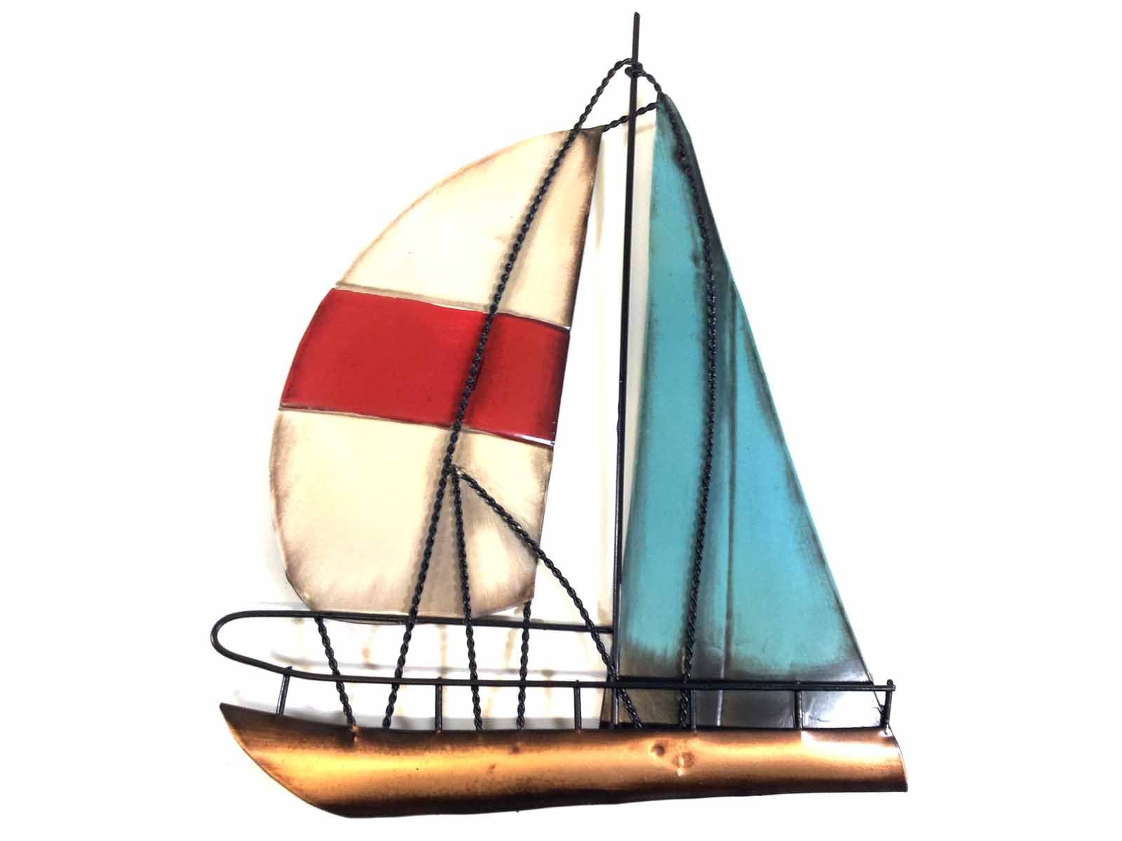 New - Contemporary Metal Wall Art Decor Sculpture - Sailing Boat Yacht