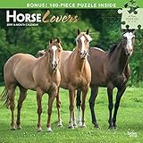 Horse Lovers 2019 12 x 12 Inch Monthly Square Wall Calendar & Puzzle Set with Foil Stamped Cover, An by 