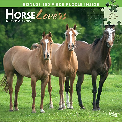 Horse Lovers 2019 12 x 12 Inch Monthly Square Wall Calendar & Puzzle Set with Foil Stamped Cover, An by 