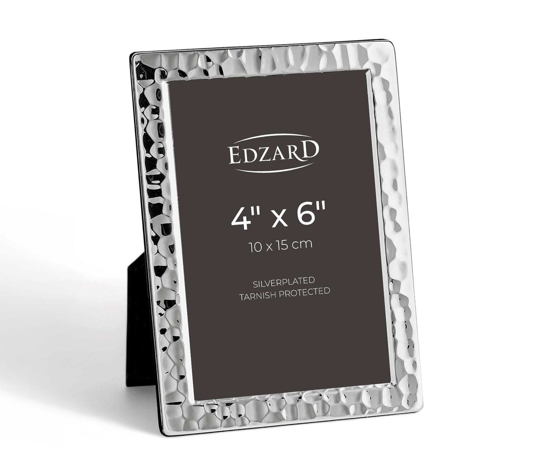Edzard Silver Plated Photo Frame 4"x6" (10x15 cm) Pavia, Non-Tarnishing, High Gloss Finish, Real Glass Front & Premium Velvet Back, Portrait or Landscape Display - Elegant Wedding Gift