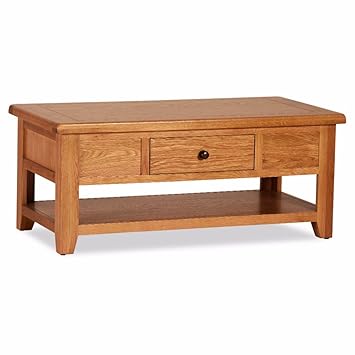 Elegant Oak Otago Coffee Table 1 Drawer Wood Light Brown Amazon