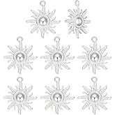 BENECREAT 10Pcs Silver Plated Brass Sun Shape Pendant, Sun Charms Celestial Pendants for Crafting Bracelet Necklace Jewelry Findings Making, 17.5x15.5x3mm, Hole: 1mm