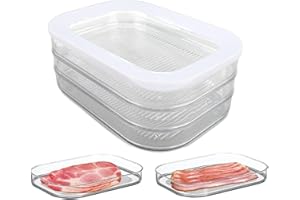 Meat Container for Fridge, 3 Layer Thickened Airtight Clear Cheese Container Freezer Organizer for Lunch Meats, Cold Cuts, Ba