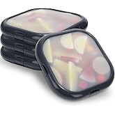 Nuogo 4 Pcs Silicone Food Storage Container, Black, 7.9 x 7.9 x 1.4 Inch | Fruit and Vegetable Storage Box, Onion Keeper, Avocado Saver, Reusable Kitchen Organizers for Fridge, Fresh-keeping Design