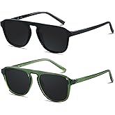 ANDWOOD Square Aviator Sunglasses Polarized Mens Womens UV Protection Sun glasses