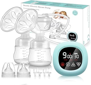 Elektrische Milchpumpe PiAEK Doppel Milchpumpe Stillpumpe mit Touchscreen Wiederaufladbares Tragbares Leise 3 Modi & 27 Stufen BPA-frei (Kostenlos zwei zusätzliche Entenschnabelventile)
