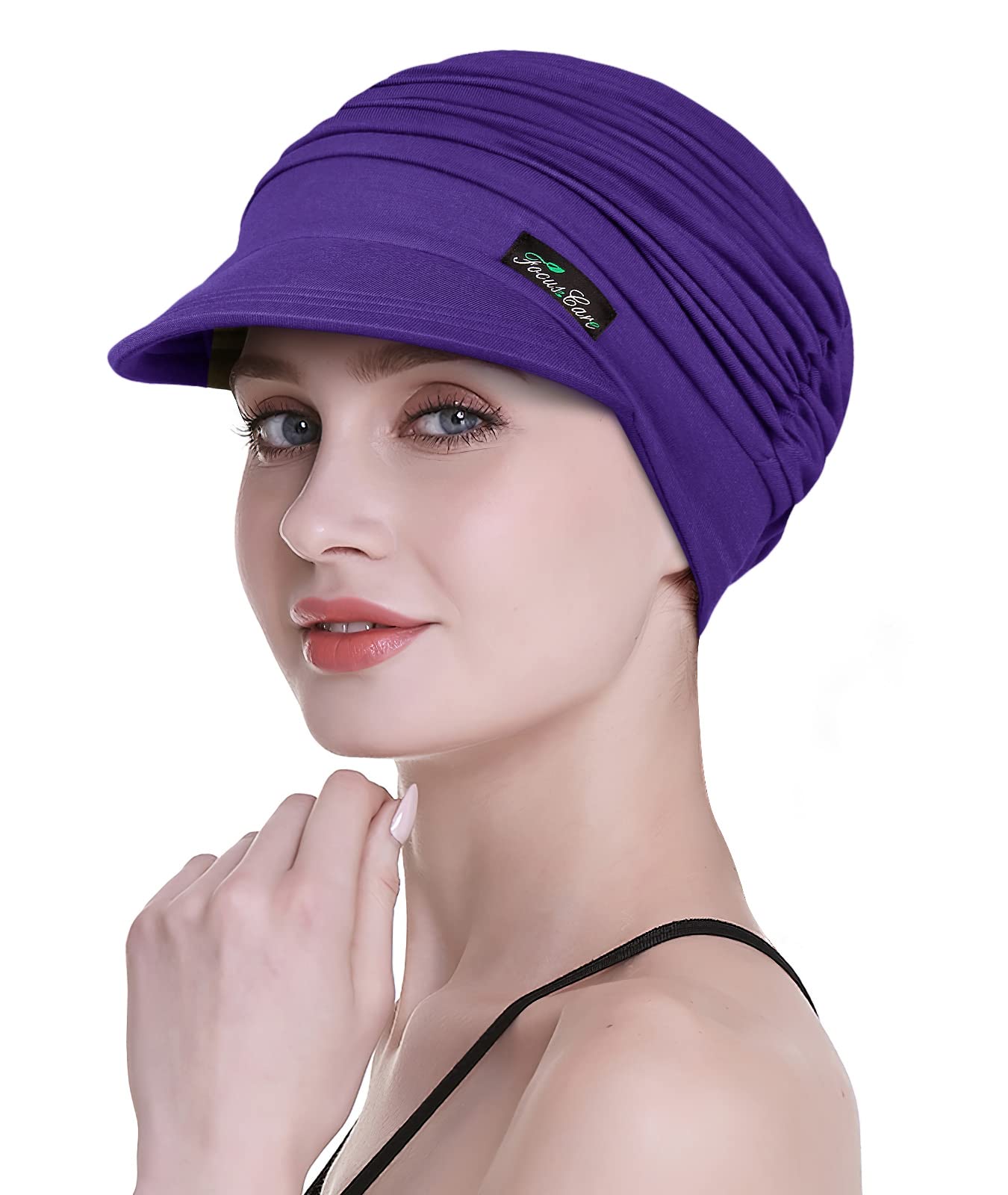 FocusCare Newsboy Cap,Chemo Hair Loss Sensitive Scalp Headcover Dark Purple