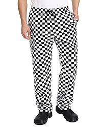 Men’s Black and White Checkerboard Print Chef