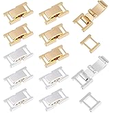 DICOSMETIC 12Pcs 2 Colors Fold Over Jewelry Clasp Brass Bracelet Extenders 0.59x0.33x0.16 Inch Small Fold Over Clasp Foldover Extension Clasps Jewelry Extender Clasps for DIY Jewelry Making