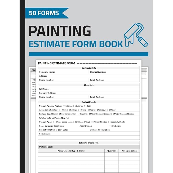 Painting Estimate Form Book: Painting Contractor Proposal Forms | Painter Estimating Sheets | 100 Pages (50 Forms): Publishing, Lado.Vi: Amazon.com: Books painting-estimate-form-book-painting-contractor-proposal-forms-painter-estimating-sheets-100-pages-50-forms-publishing-lado-vi-amazon-com-books
