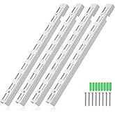 4 Pcs 12 Inch Dual Track Brackets Shelf System Upright Wall Shelving Rail | Notched Design Standard Adjustable Heavy Duty Track Support System Wall Shelf Pilaster Strip for Hang