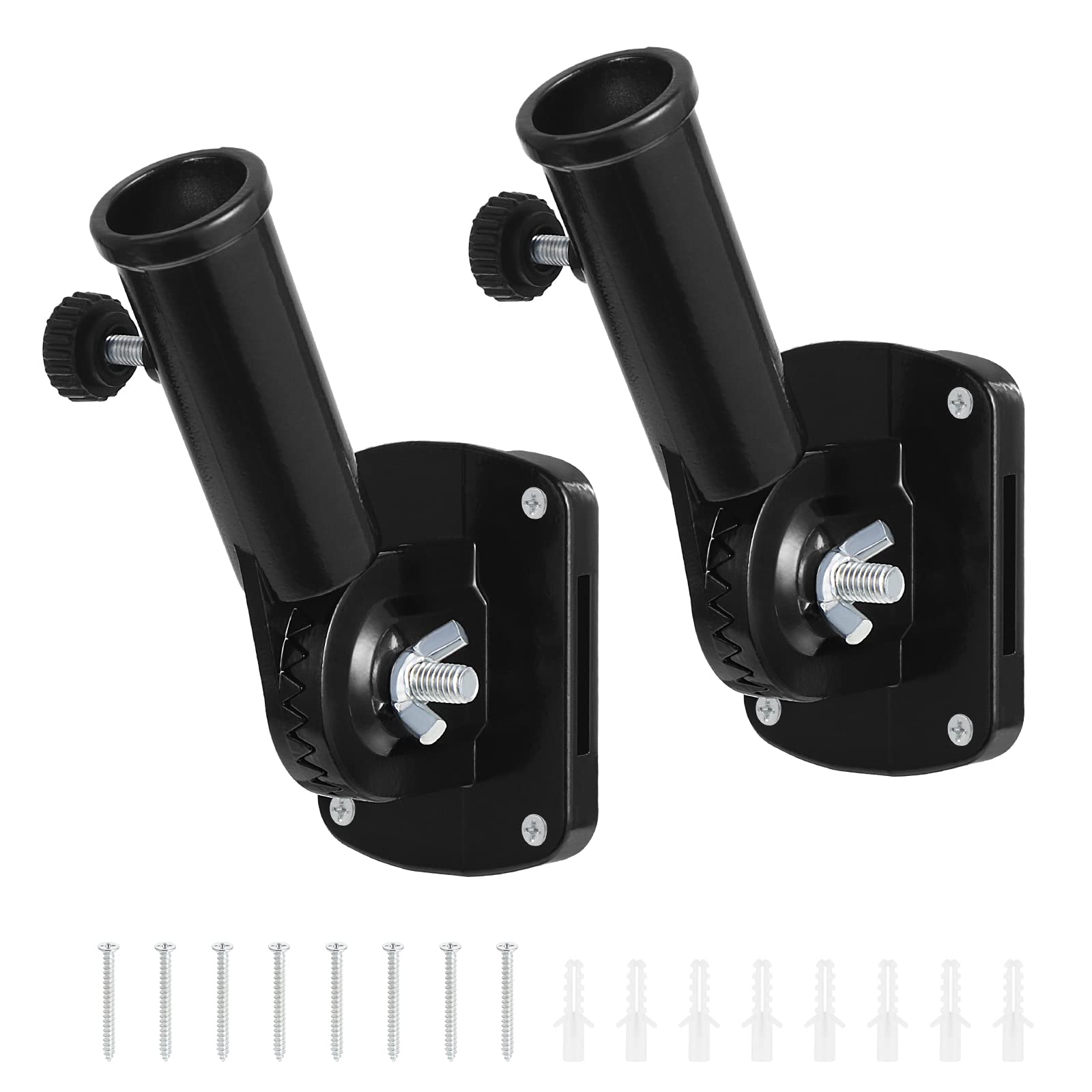 eROOSY Black Adjustable Flag Pole Holder, Adjustable Flag Holder, Wall Mount Flag Pole Adjustba, Flag Pole Holder with Screws