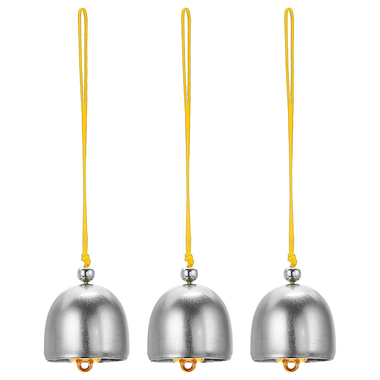 PATIKIL 3 Pcs Wind Chime, Hanging Bells Temple Bells Retro Outdoor Hanging Metal Chinese Wind Chime Round for Outside Garden Camping, Silver Yellow