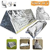 EMDMAK Emergency Mylar Thermal Survival Tent,Sleeping Bag Survival Shelter, Blanket 3 in 1 Emergency Survival Kit Heat Reflective Waterproof for Outdoor Camping Hiking or Adventures